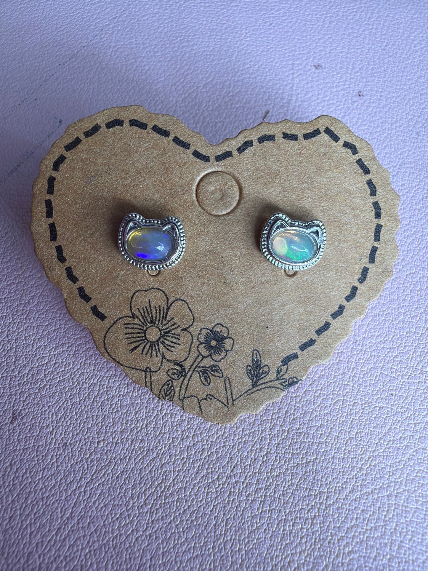 Opal Cat Earrings s925