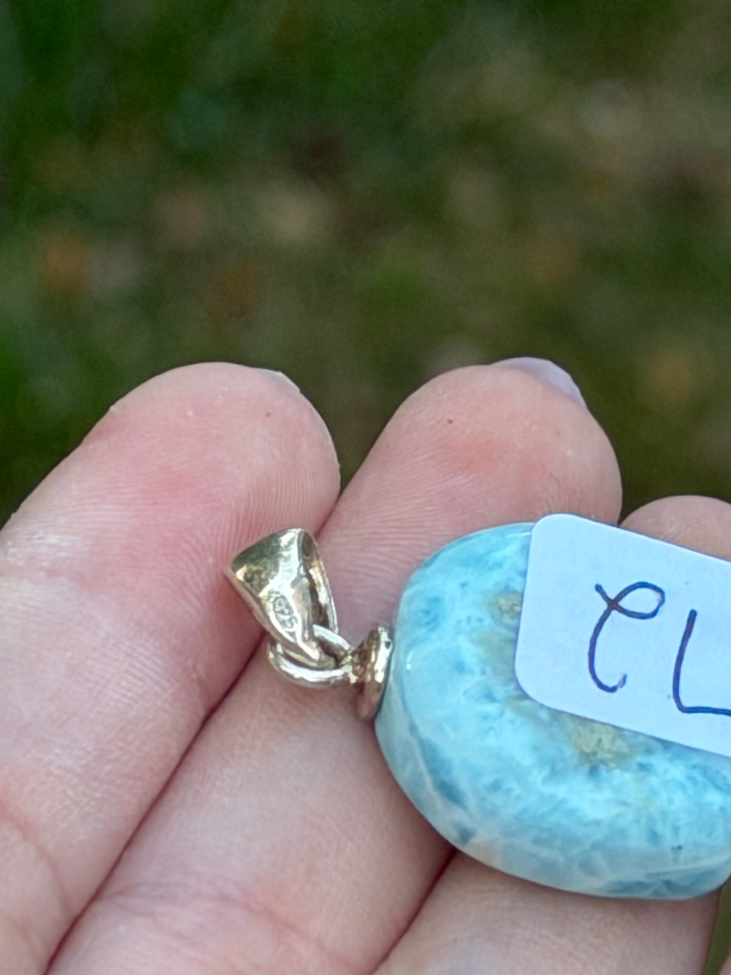 Larimar Pendant Feather 925 Sterling Silver
