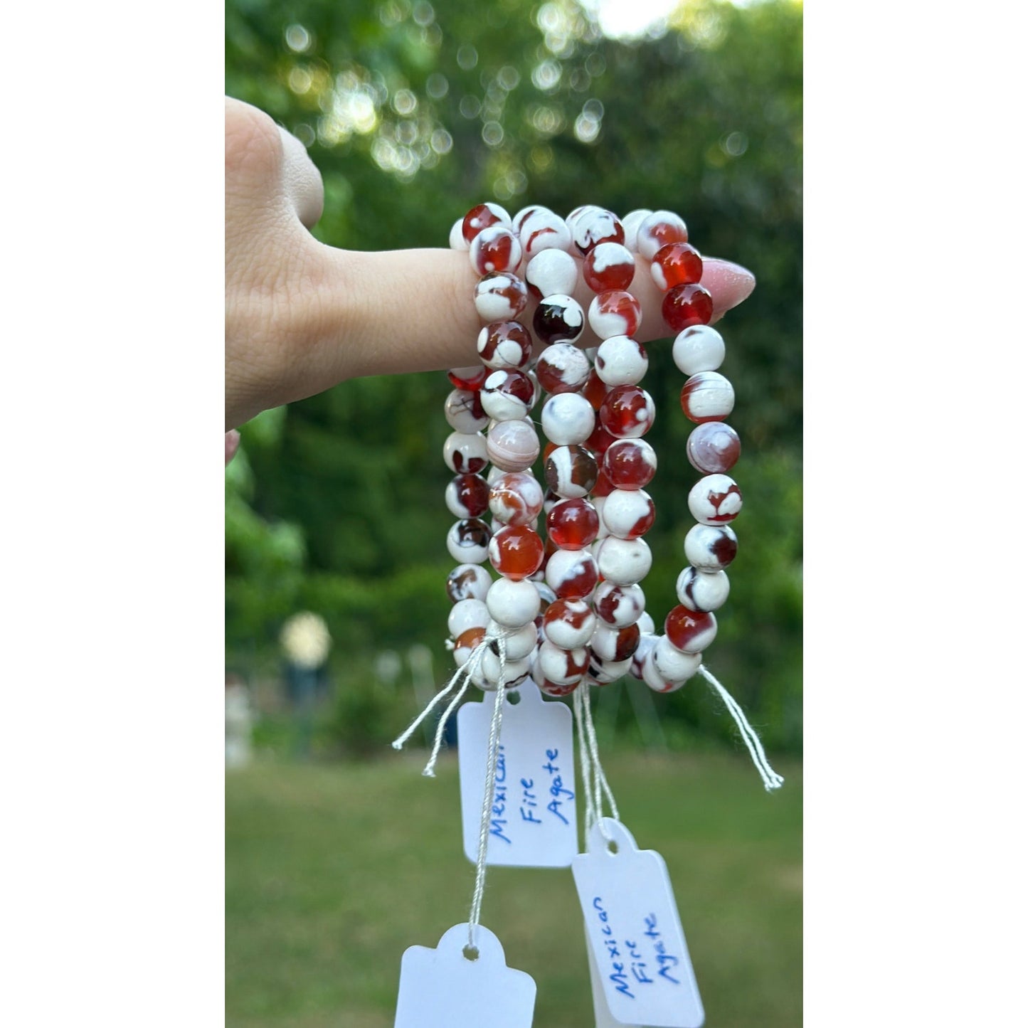 Beaded Crystal Bracelet - Mexican Fire Agate 8mm