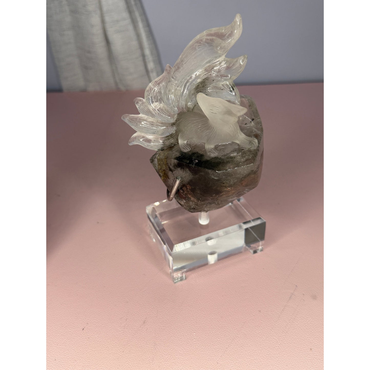 Nine Tailed Fox High Quality Garden Quartz Crystal Clear on Stand Natural Stone