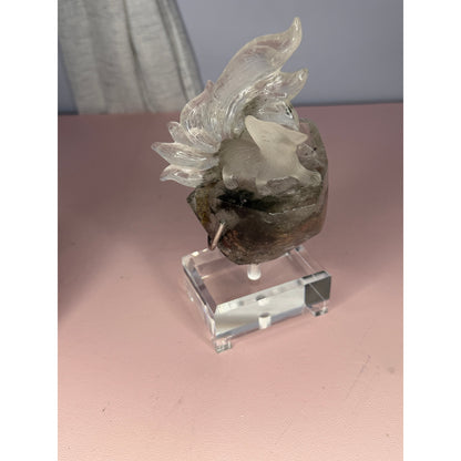 Nine Tailed Fox High Quality Garden Quartz Crystal Clear on Stand Natural Stone