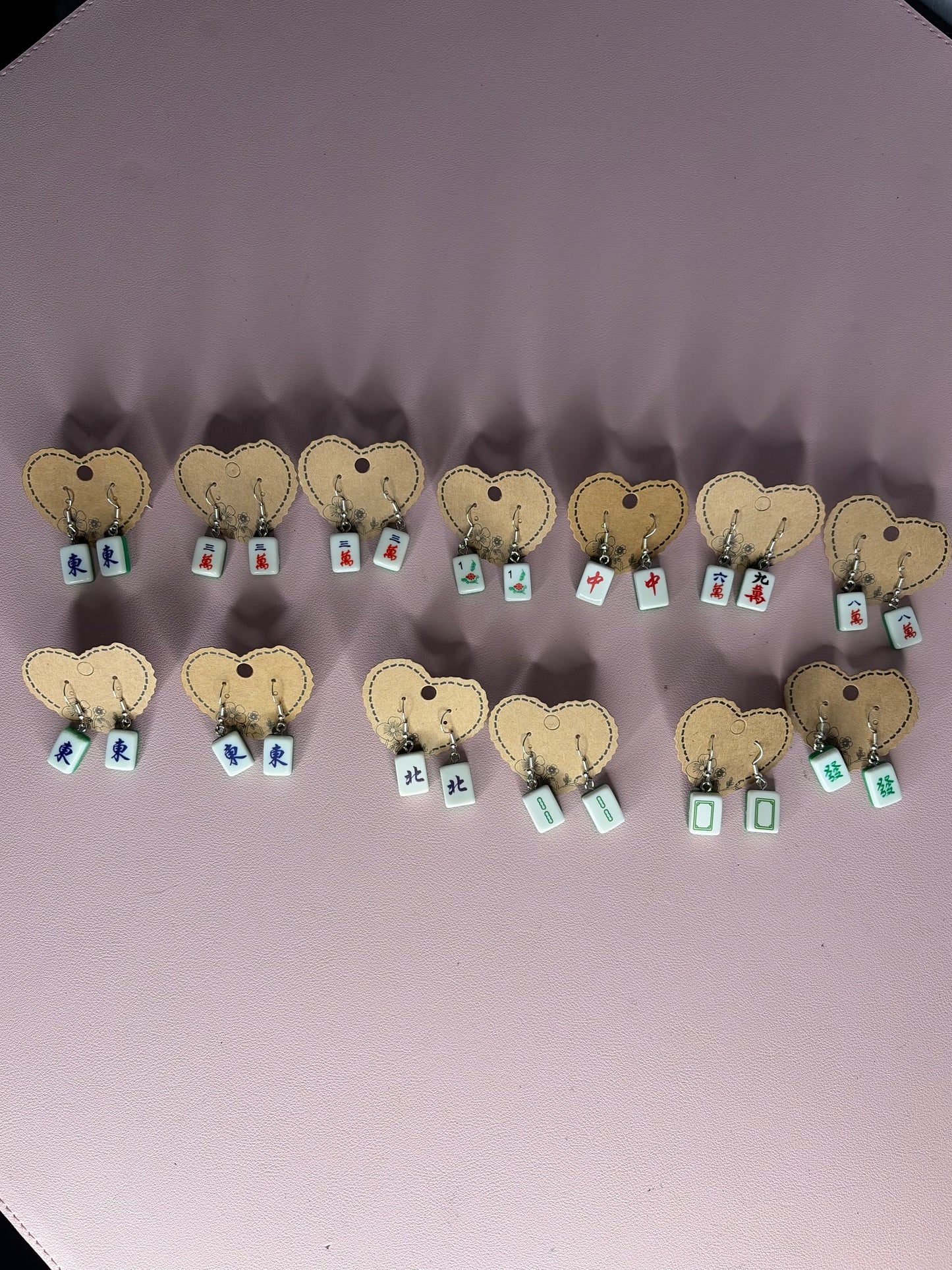 Mama Treasure's Handmade Mahjong Earrings Green Back (intuitively chosen)