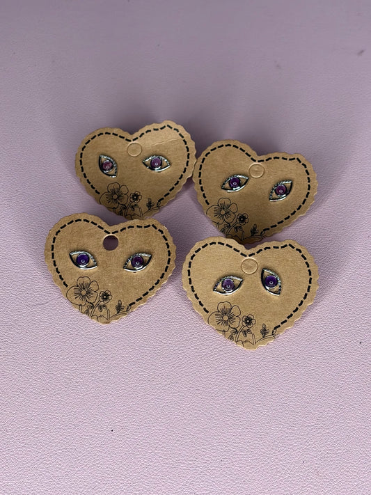 S925 Earrings Evil Eye Amethyst