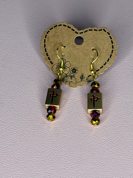 Mama Treasure's Handmade Gold Mahjong Earrings