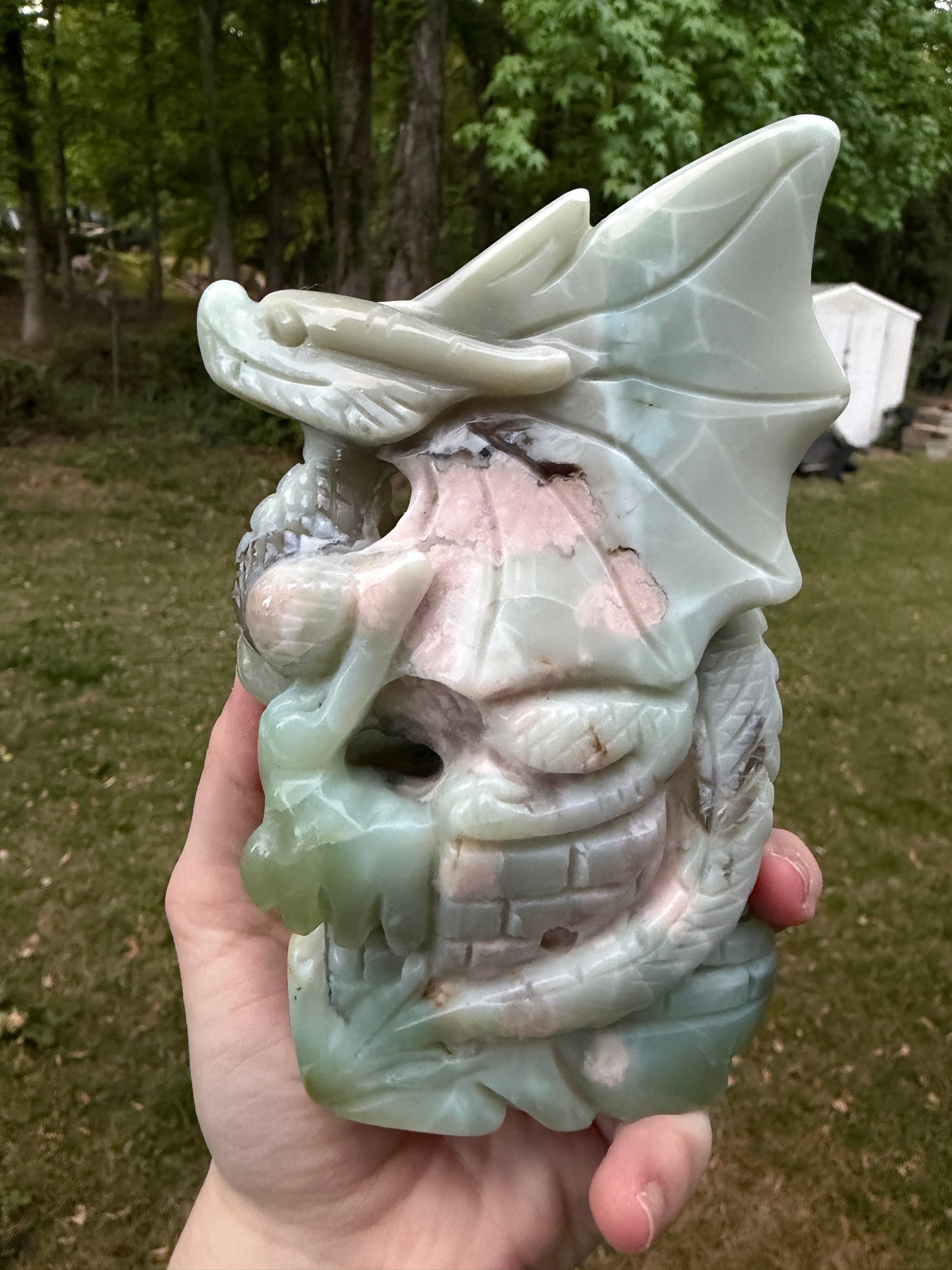 Green Flower Agate Dragon