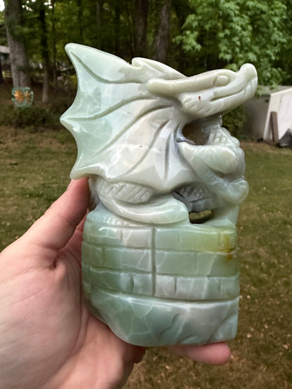 Green Flower Agate Dragon