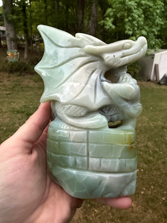 Green Flower Agate Dragon