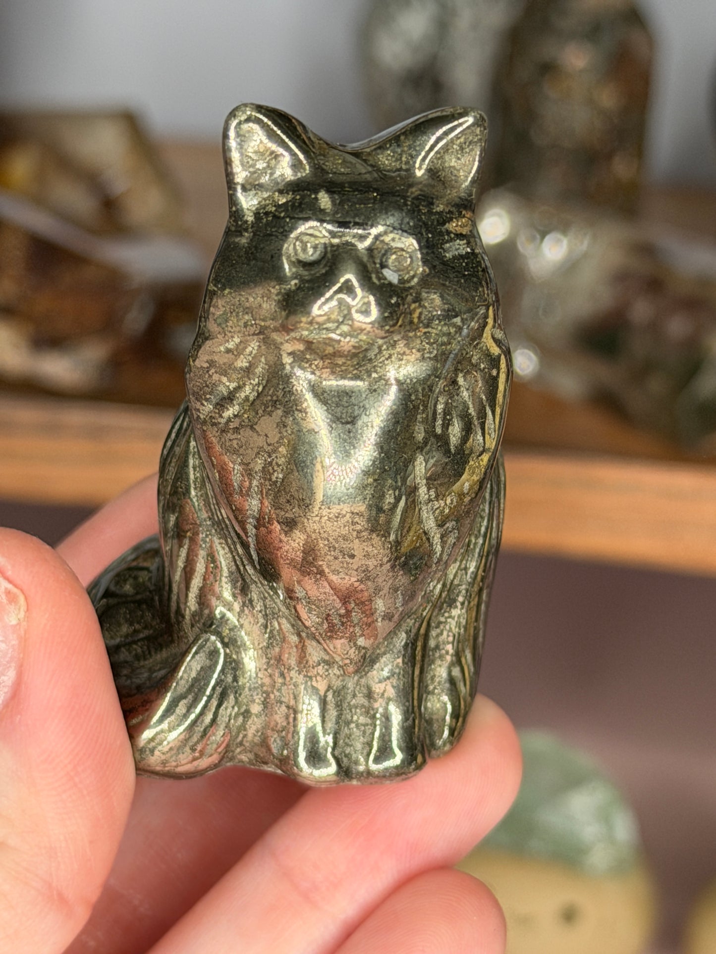 Pyrite Cat Carving