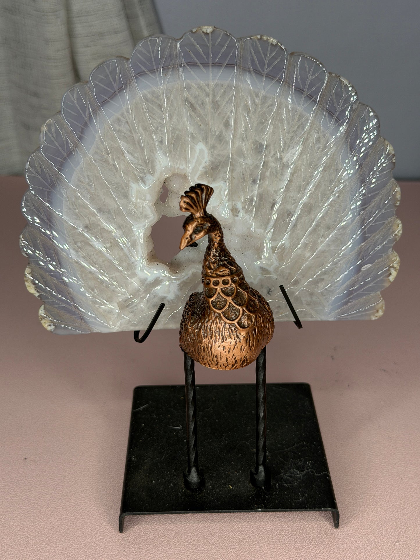 Druzy Agate Peacock on Stand