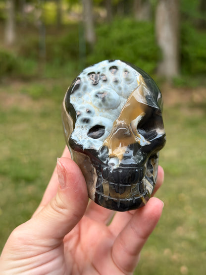 Volcano Agate Skull