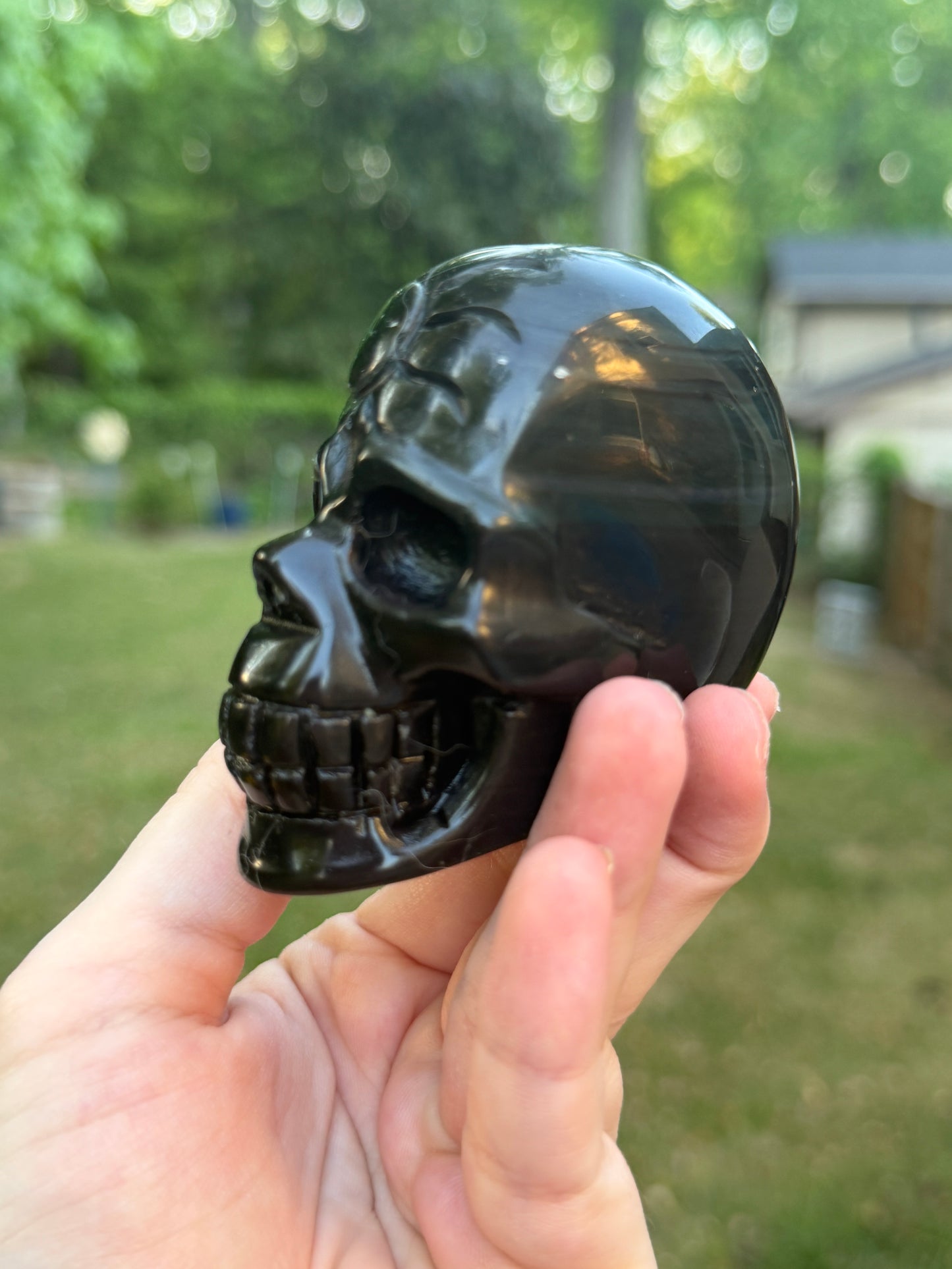 Rainbow Obsidian Skull with Sun