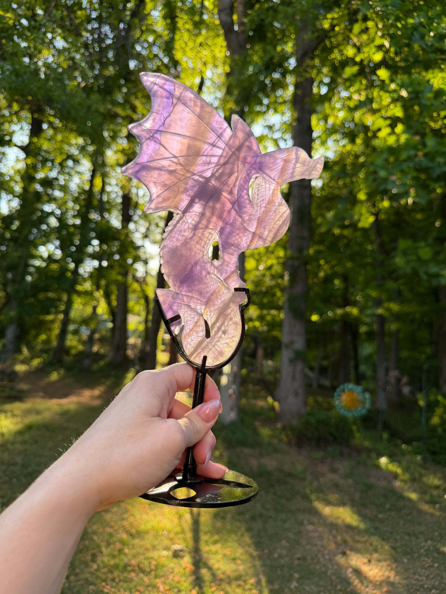 Fluorite Dragon Statement on Stand - Purple