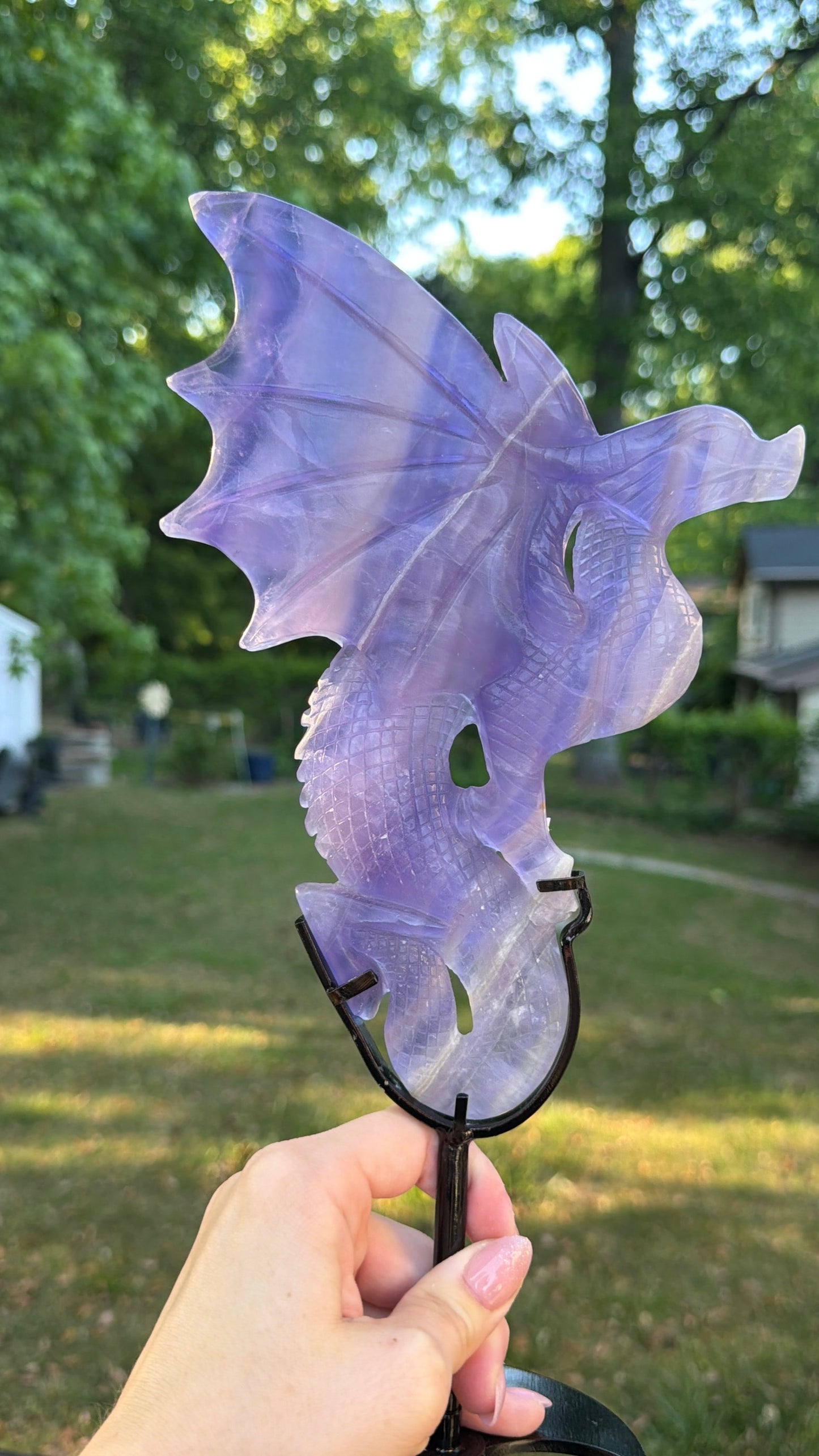 Fluorite Dragon Statement on Stand - Purple