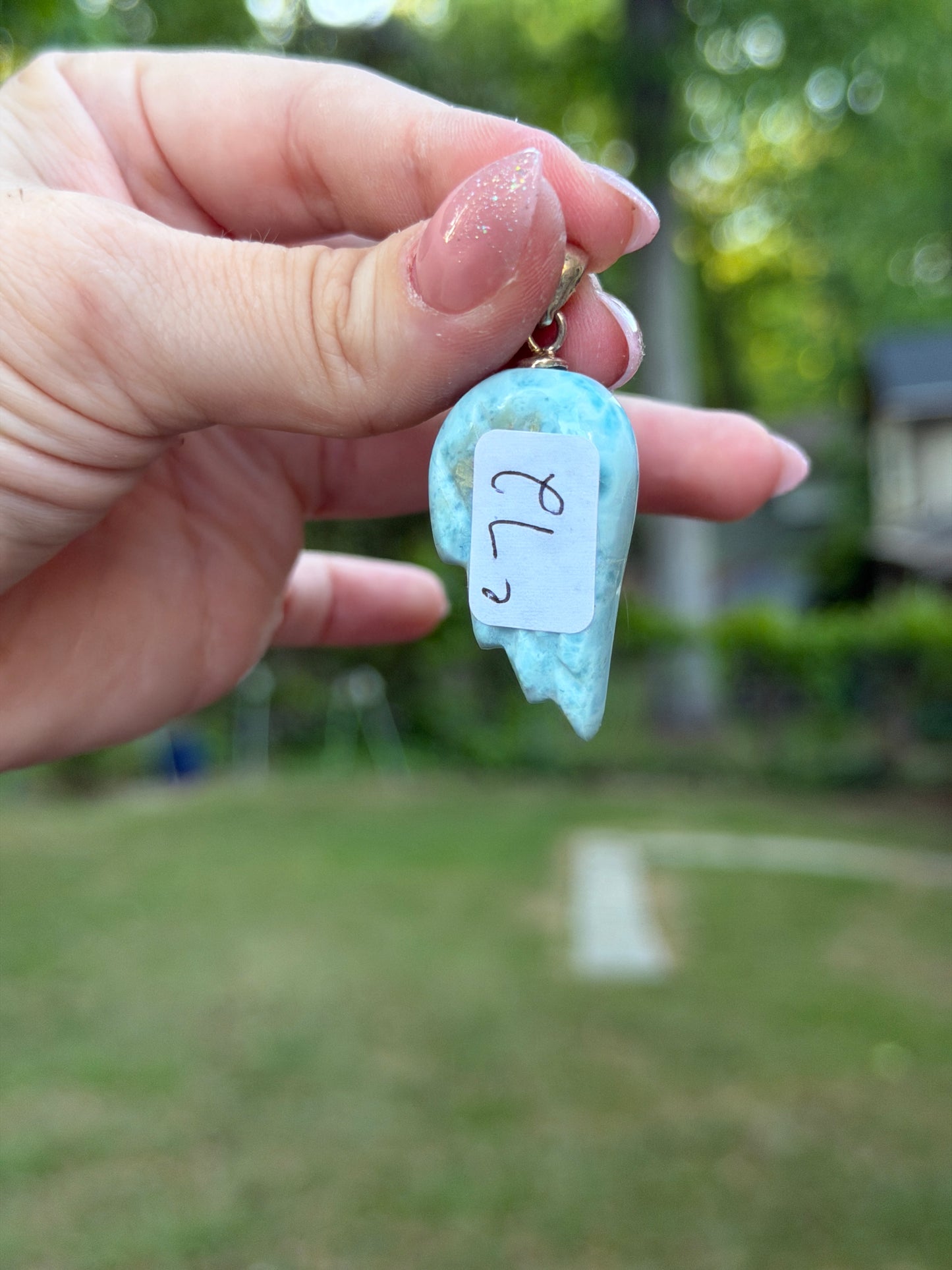 Larimar Pendant Feather 925 Sterling Silver